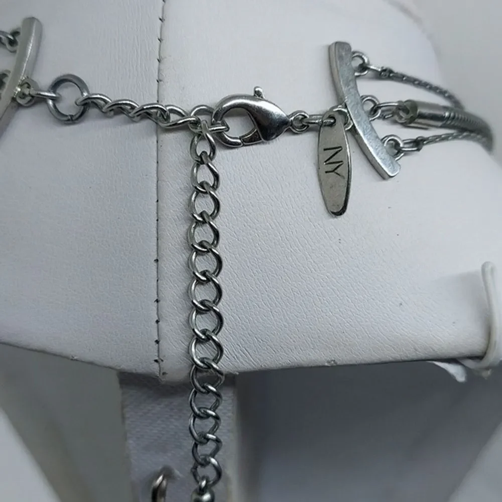 New York‎ and Co. Triple Strand blue and silver tone necklace